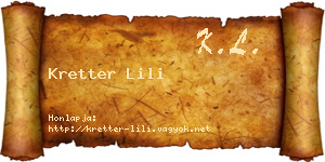 Kretter Lili névjegykártya